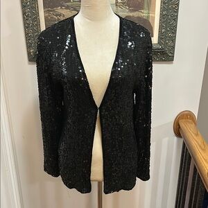Black Sequin Silk Cardigan